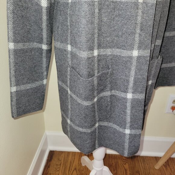 NWT J. Jill Wearever Windowpane Sweater Jacket Gray W/White Knit Women's Size S - Picture 9 of 14